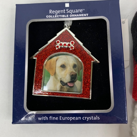 Dog Cat Paw red plaid Holiday Christmas Stocking & 2 Animal photo frame ornament - Picture 7 of 16